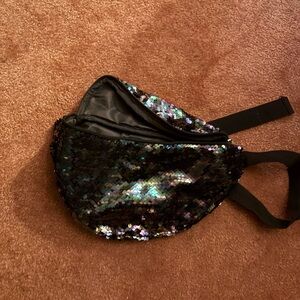 Sequin Black Waist Bag